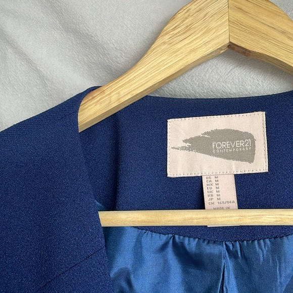 Forever21 Cropped Blazer Navy Blue - Picture 3 of 5